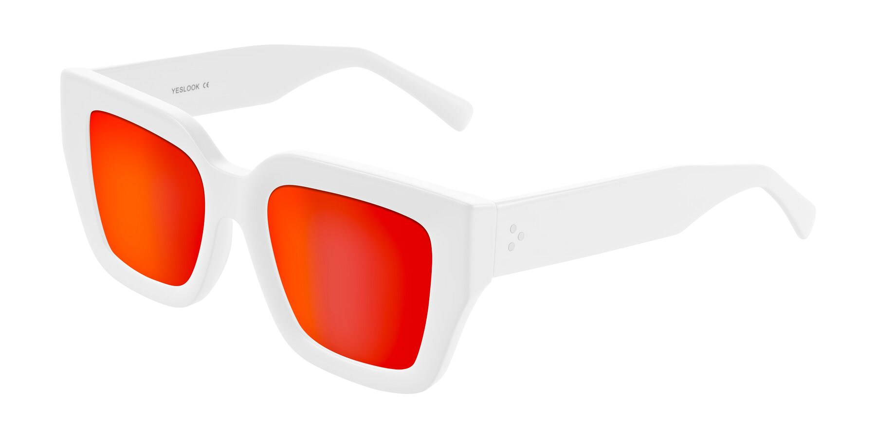 Angle of Simba in White with Red Gold Mirrored Lenses