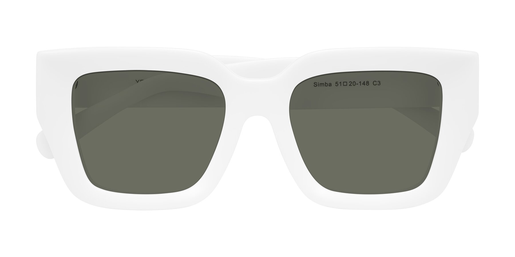 Folded Front of Simba in White with Gray Polarized Lenses