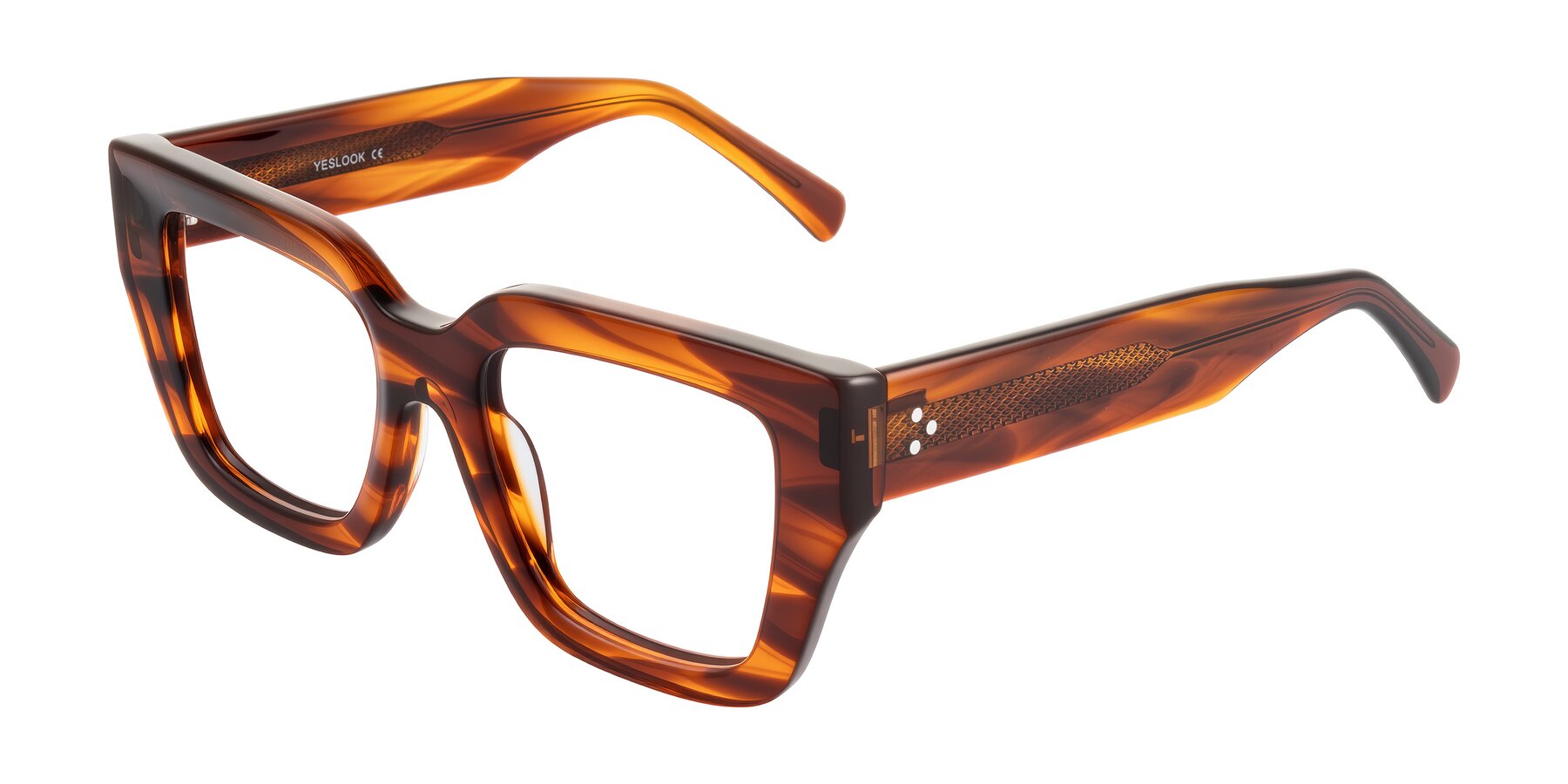 Angle of Simba in Amber Striped with Clear Blue Light Blocking Lenses