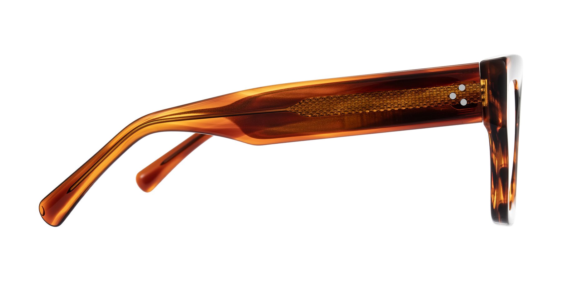 Side of Simba in Amber Striped with Clear Blue Light Blocking Lenses