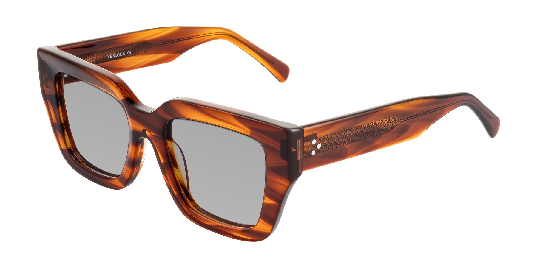 Angle of Simba in Amber Striped with Light Gray Tinted Lenses