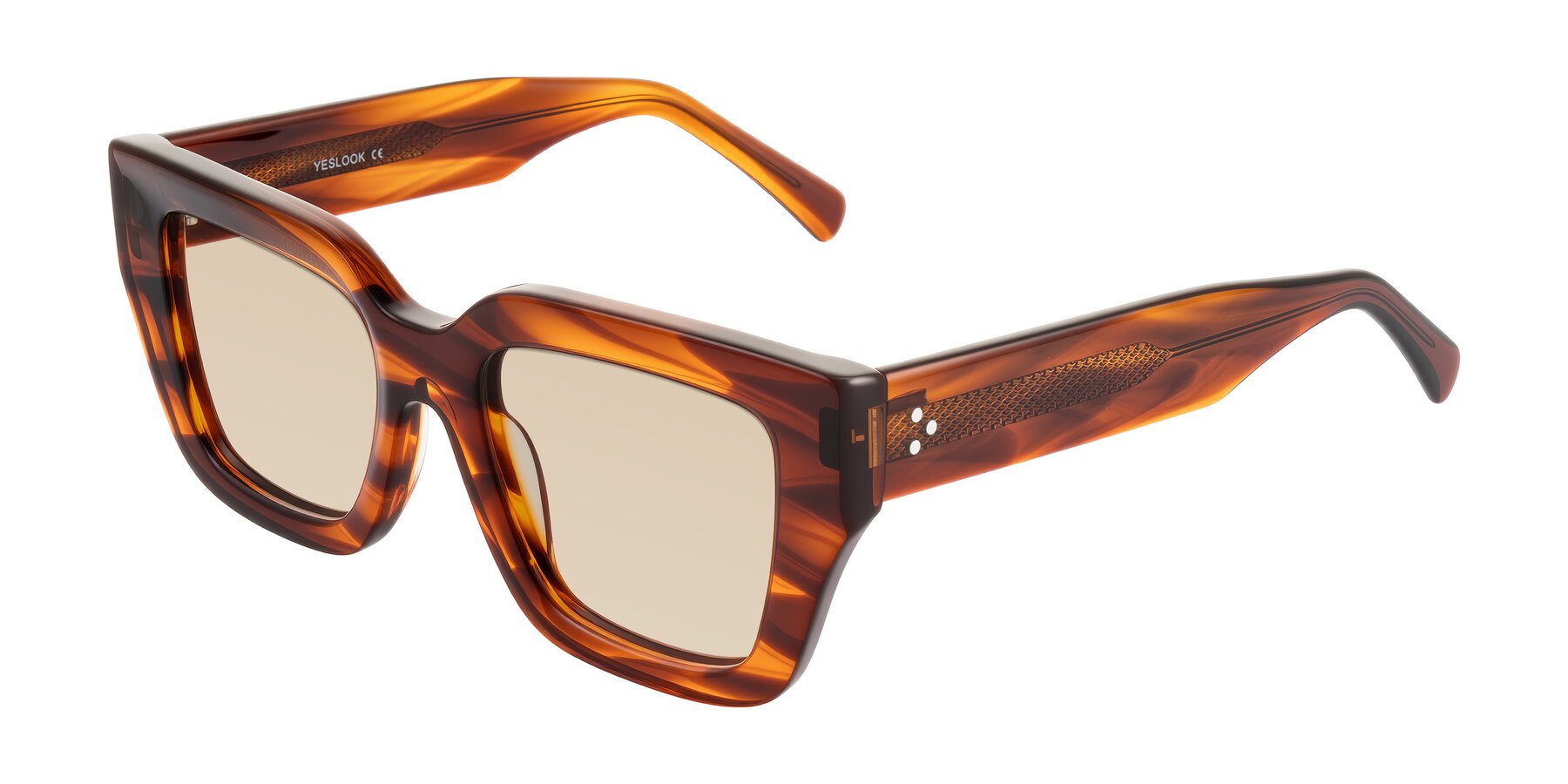Angle of Simba in Amber Striped with Light Brown Tinted Lenses