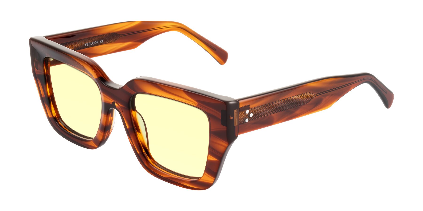 Angle of Simba in Amber Striped with Light Yellow Tinted Lenses