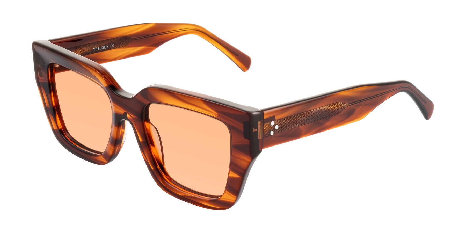 Angle of Simba in Amber Striped with Light Orange Tinted Lenses