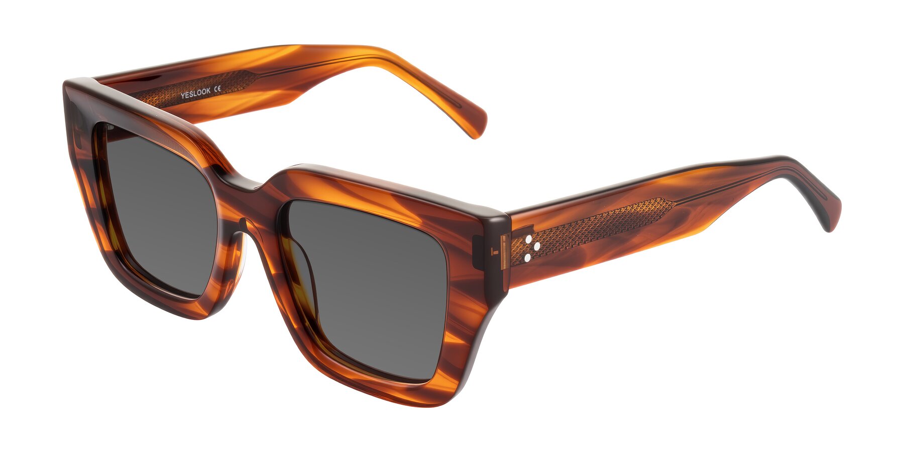 Angle of Simba in Amber Striped with Medium Gray Tinted Lenses