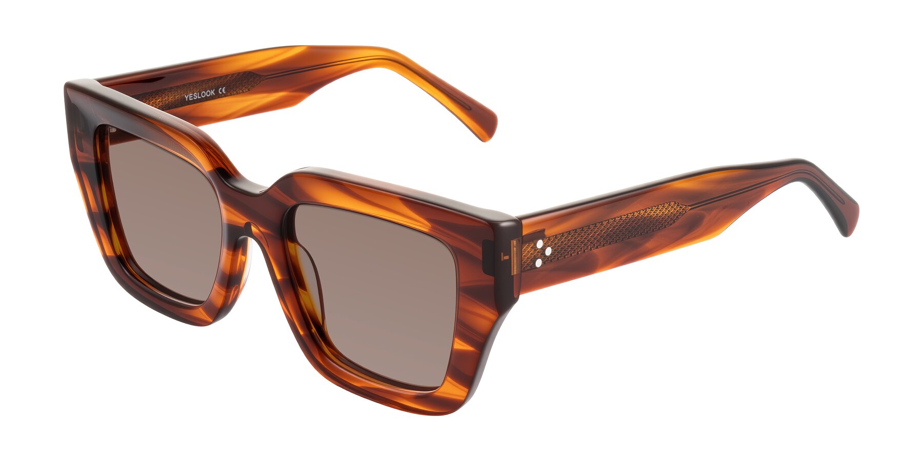 Angle of Simba in Amber Striped with Medium Brown Tinted Lenses