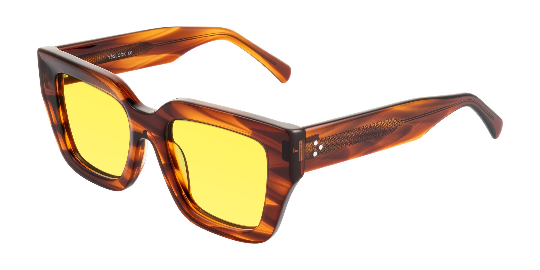 Angle of Simba in Amber Striped with Medium Yellow Tinted Lenses