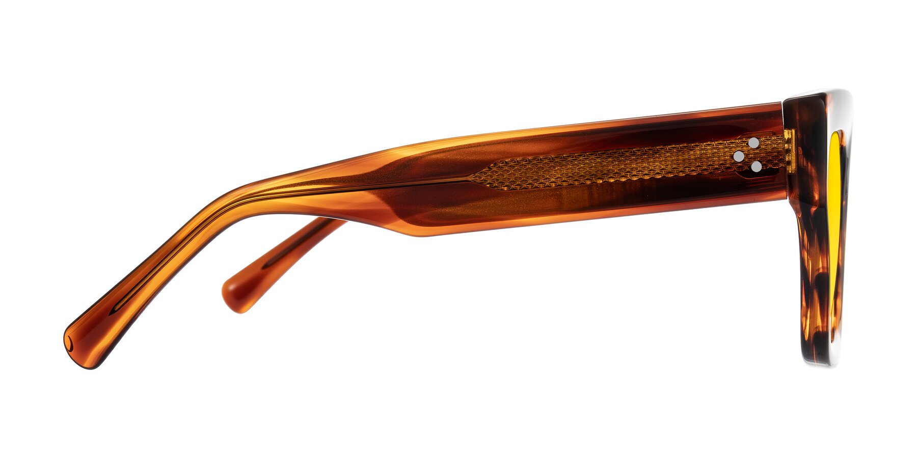 Side of Simba in Amber Striped with Yellow Tinted Lenses