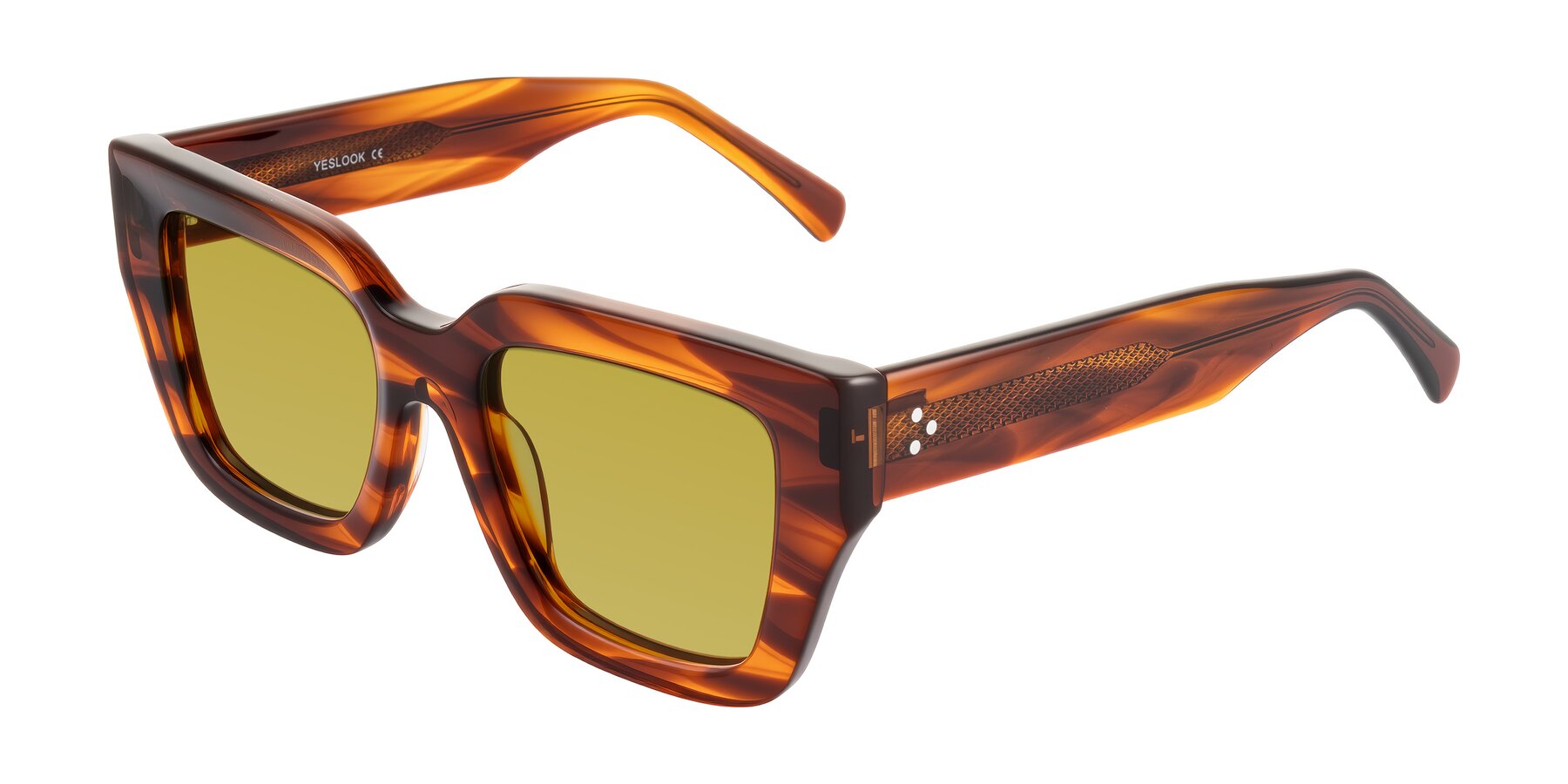 Angle of Simba in Amber Striped with Champagne Tinted Lenses