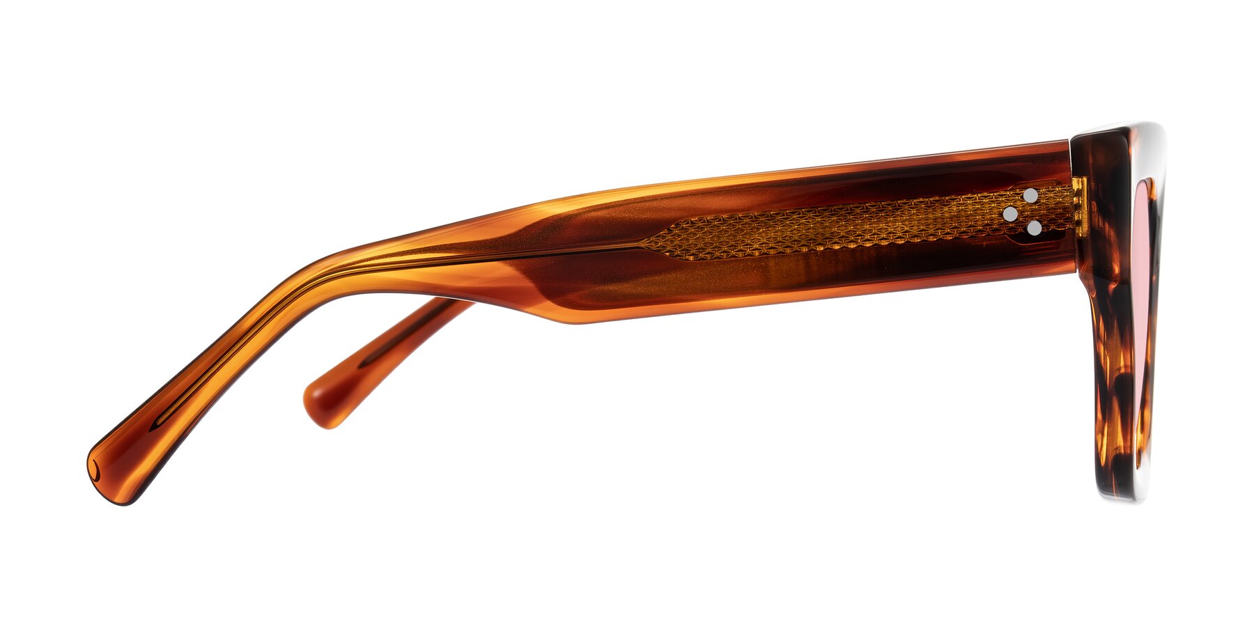 Side of Simba in Amber Striped with Light Garnet Tinted Lenses