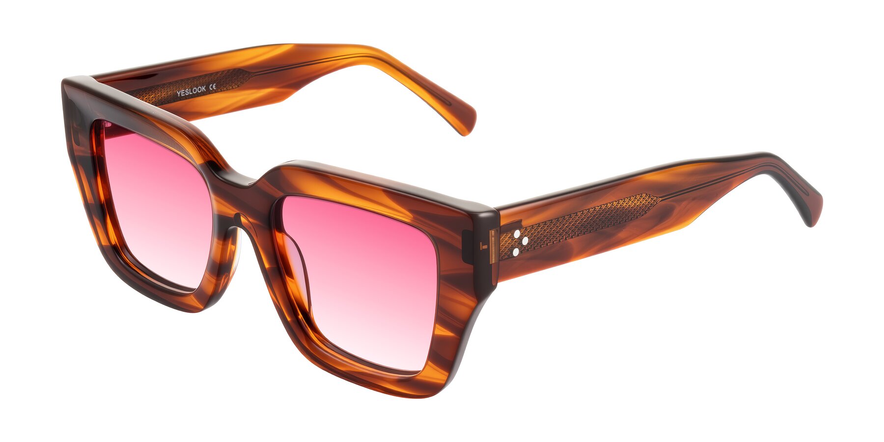 Angle of Simba in Amber Striped with Pink Gradient Lenses