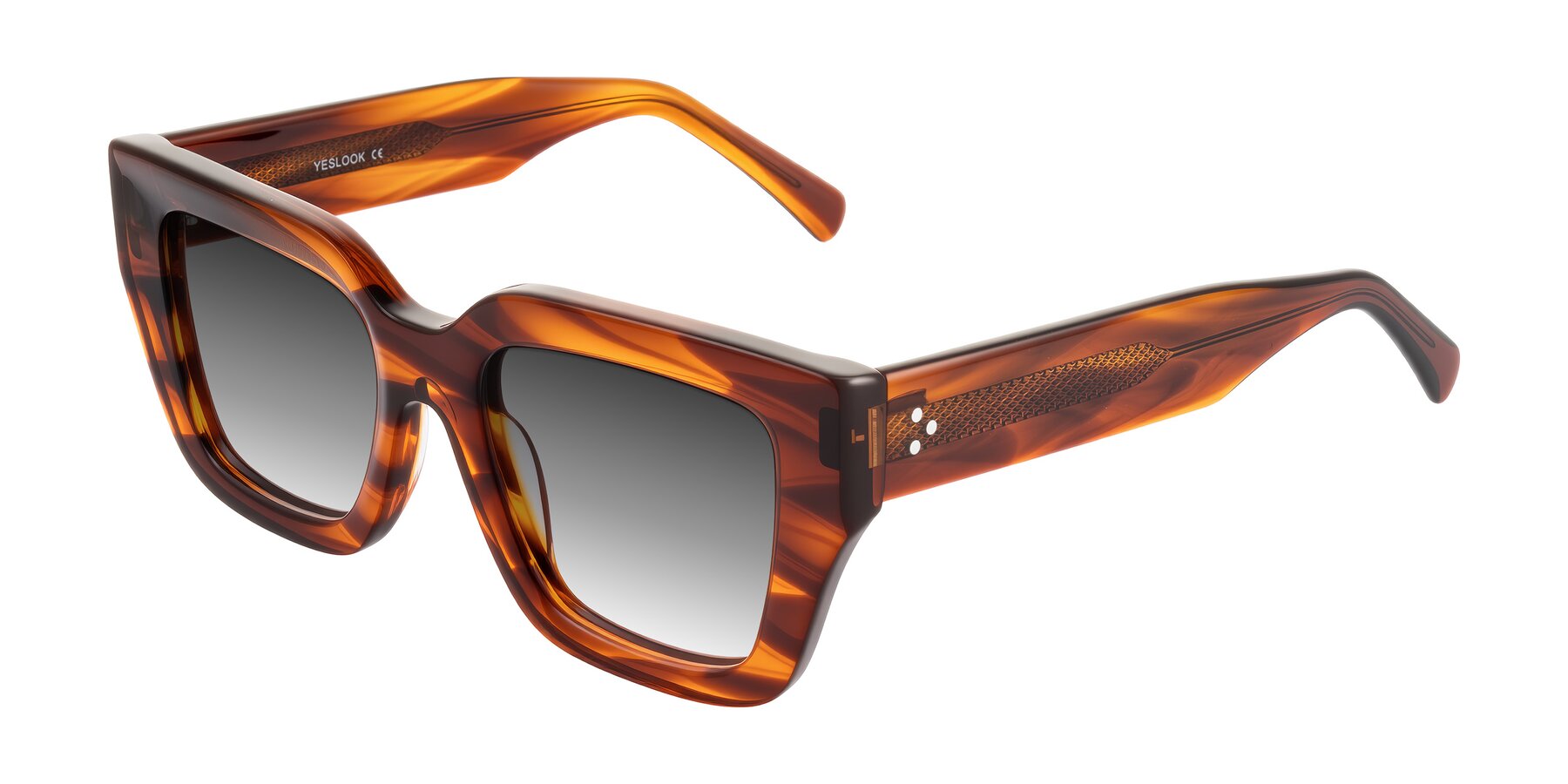 Angle of Simba in Amber Striped with Gray Gradient Lenses