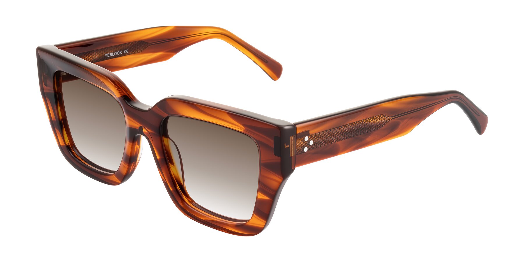 Angle of Simba in Amber Striped with Brown Gradient Lenses