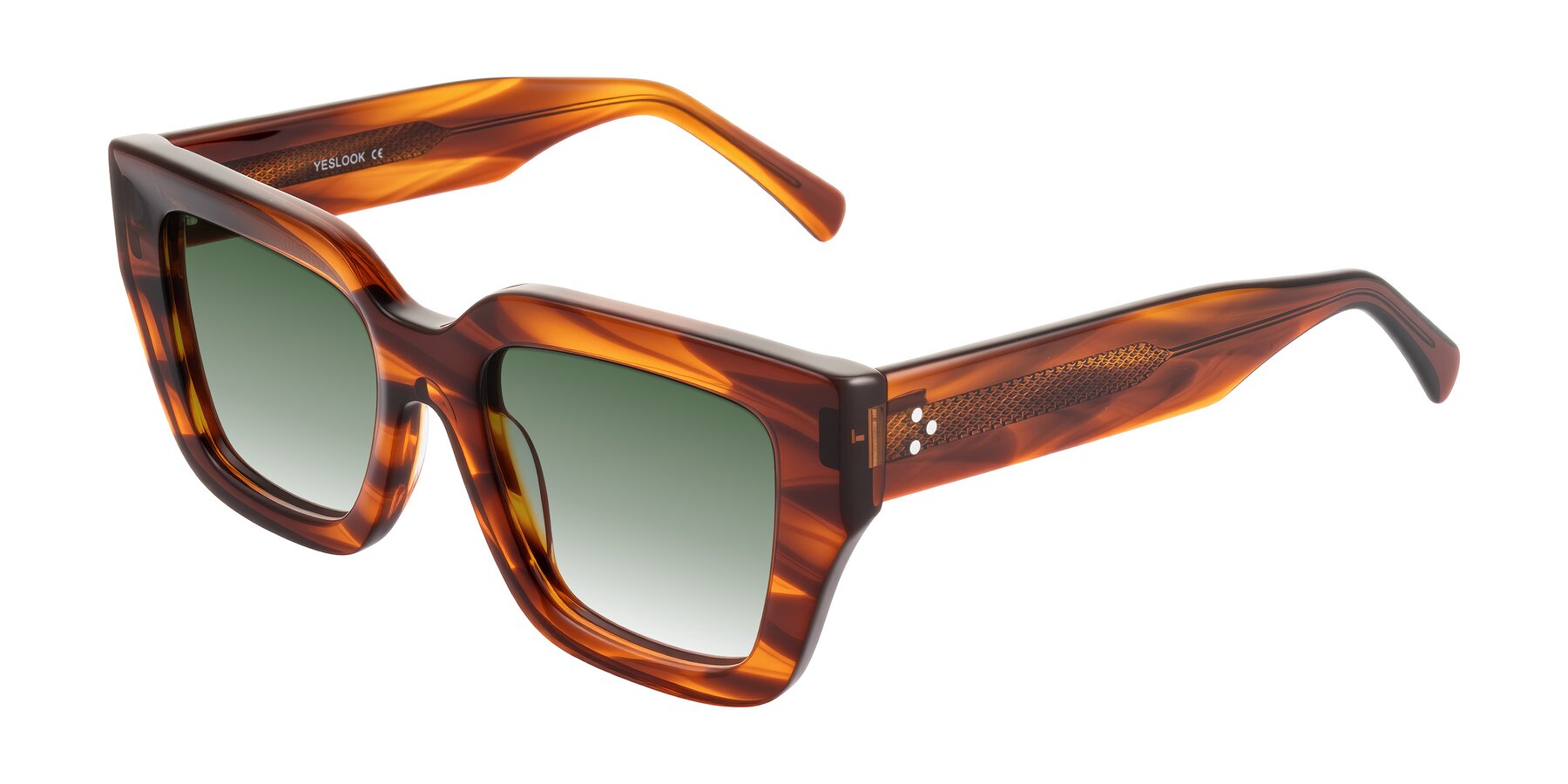Angle of Simba in Amber Striped with Green Gradient Lenses