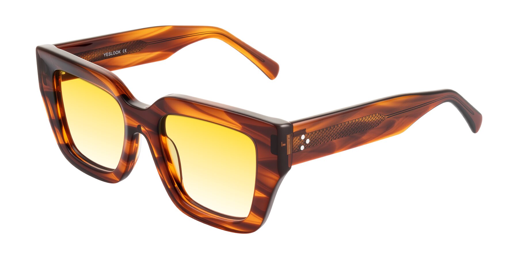 Angle of Simba in Amber Striped with Yellow Gradient Lenses