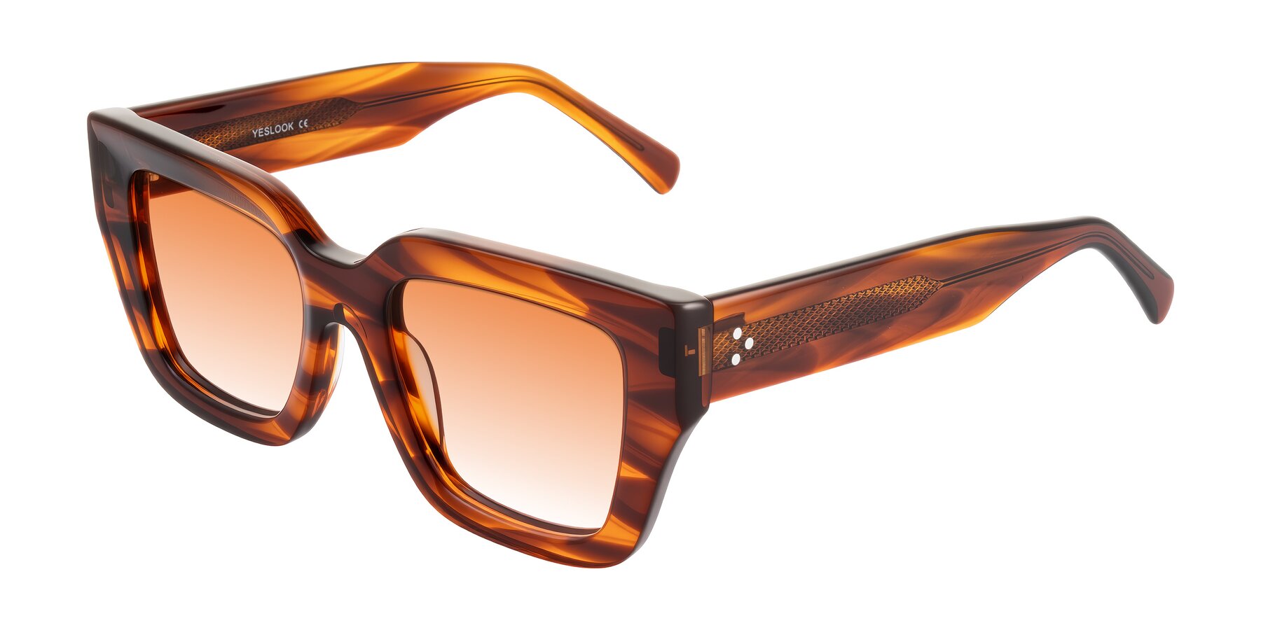 Angle of Simba in Amber Striped with Orange Gradient Lenses