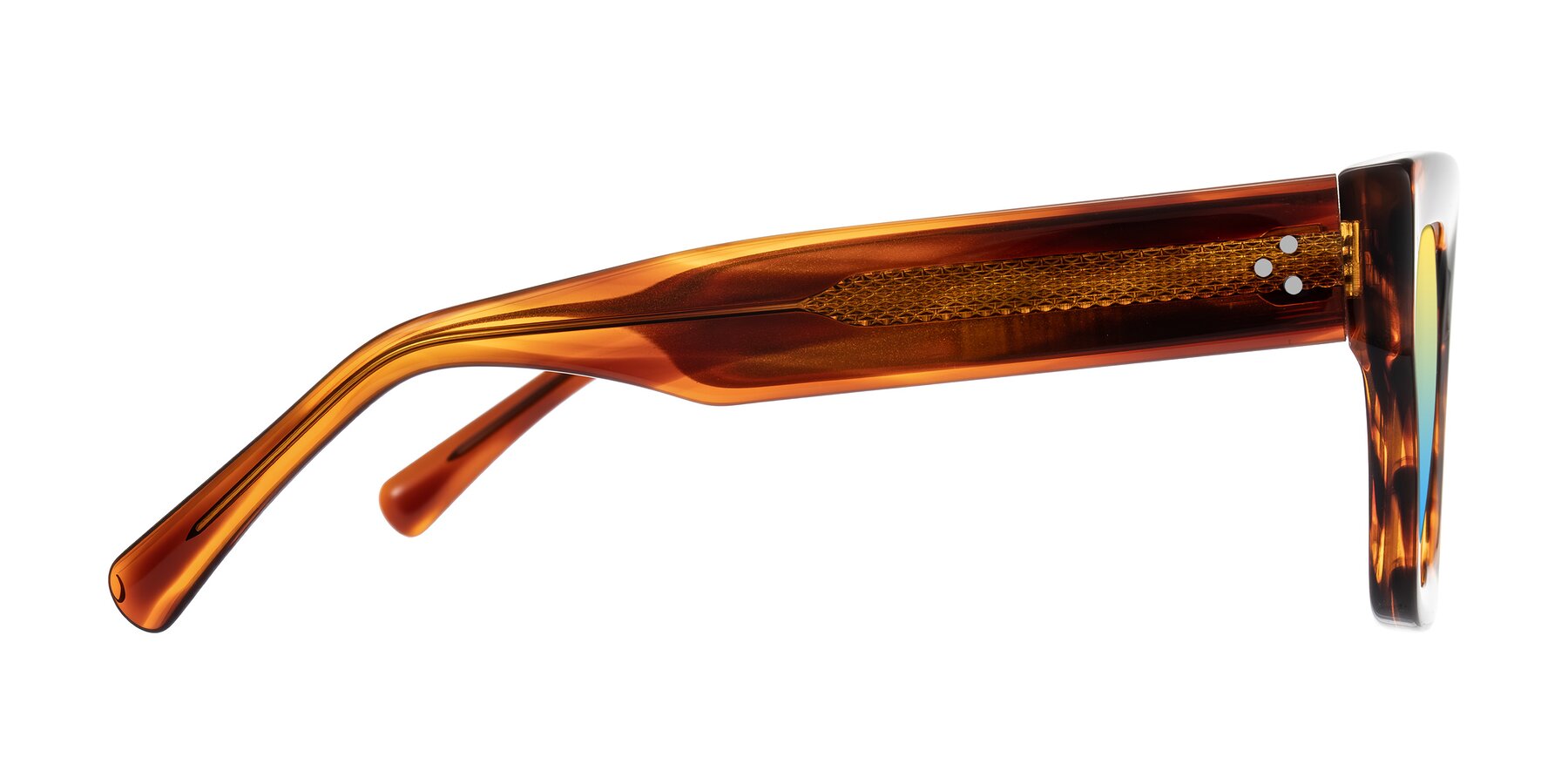 Side of Simba in Amber Striped with Yellow / Blue Gradient Lenses