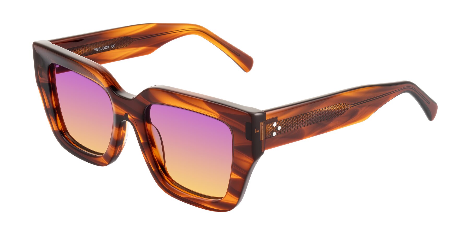 Angle of Simba in Amber Striped with Purple / Yellow Gradient Lenses