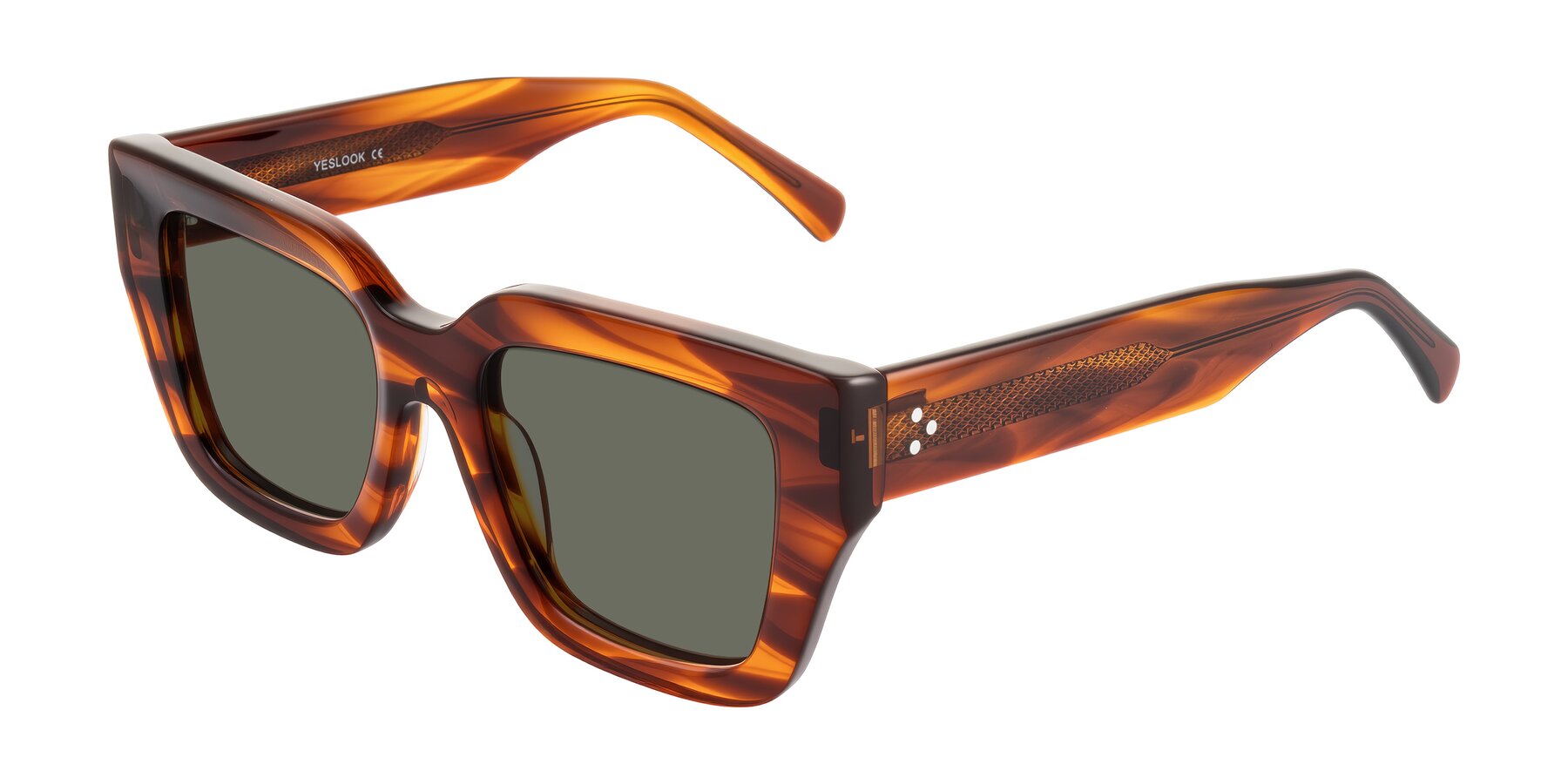 Angle of Simba in Amber Striped with Gray Polarized Lenses