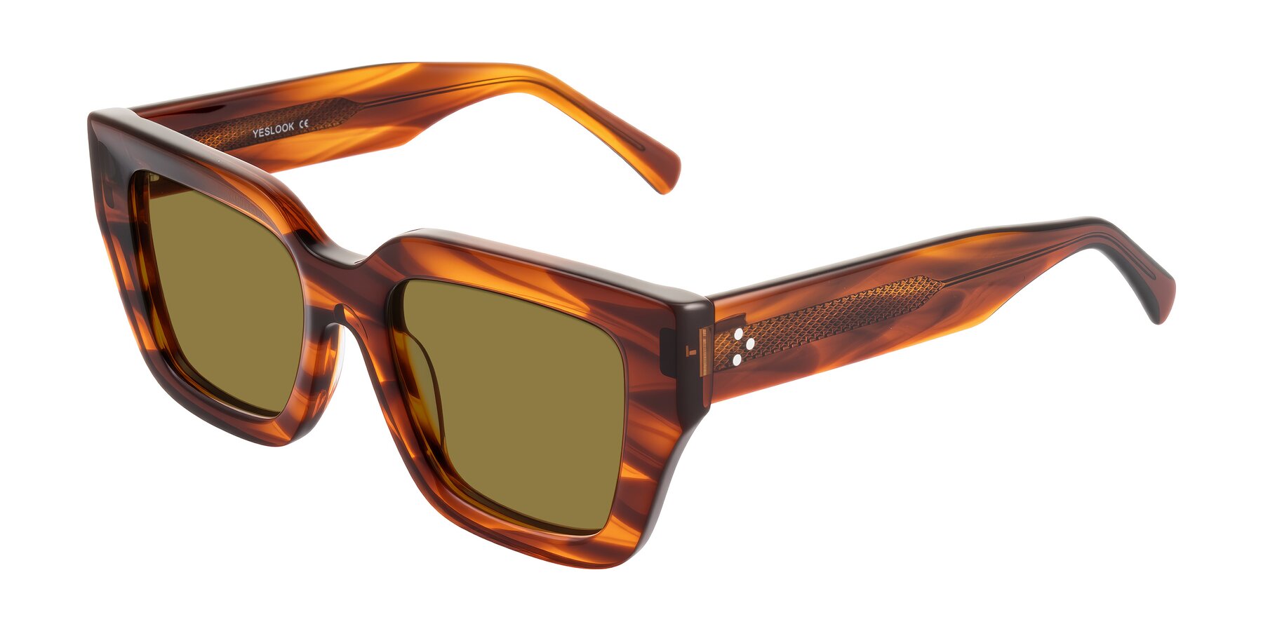 Angle of Simba in Amber Striped with Brown Polarized Lenses