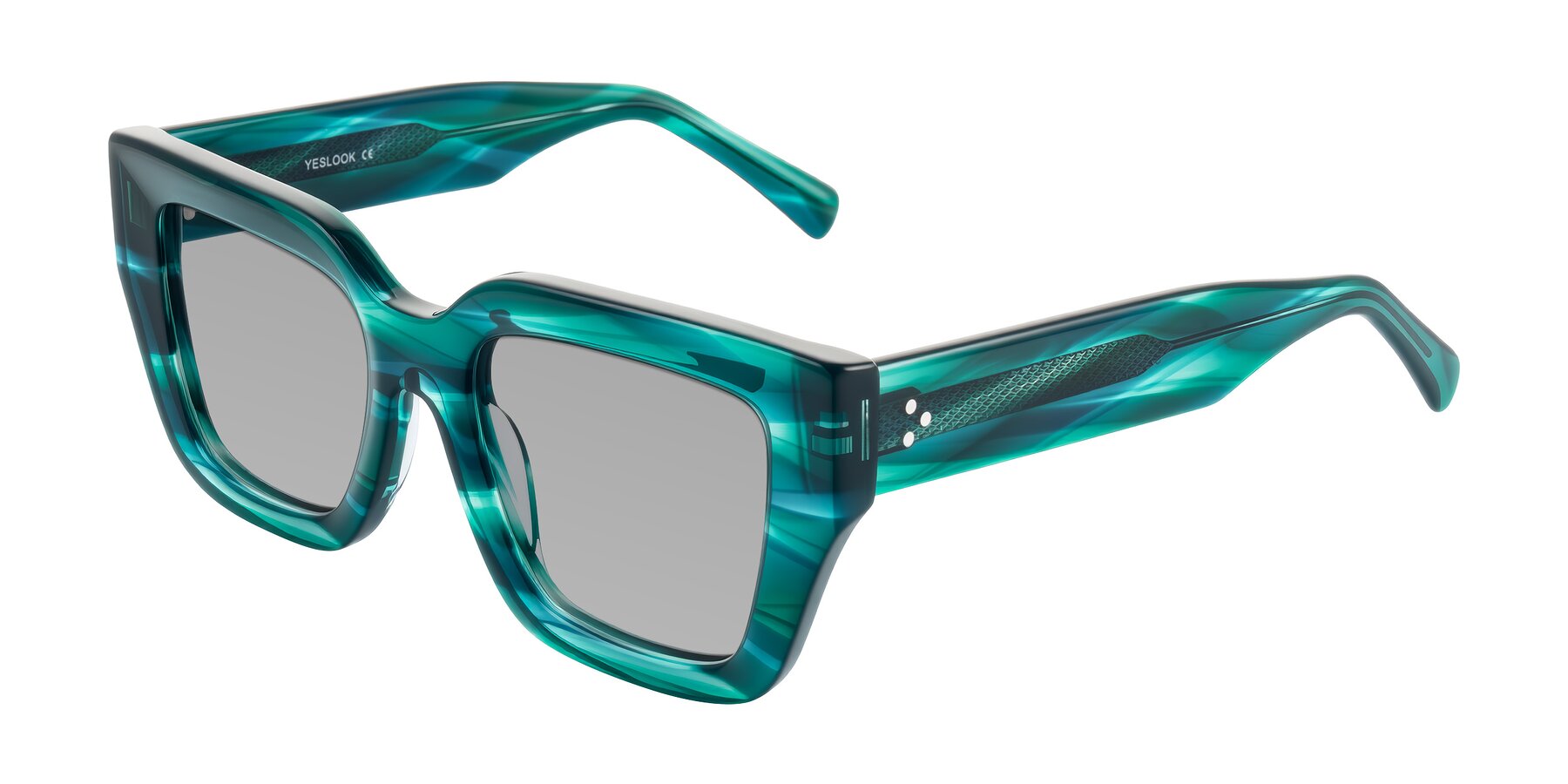 Angle of Simba in Teal Striped with Light Gray Tinted Lenses