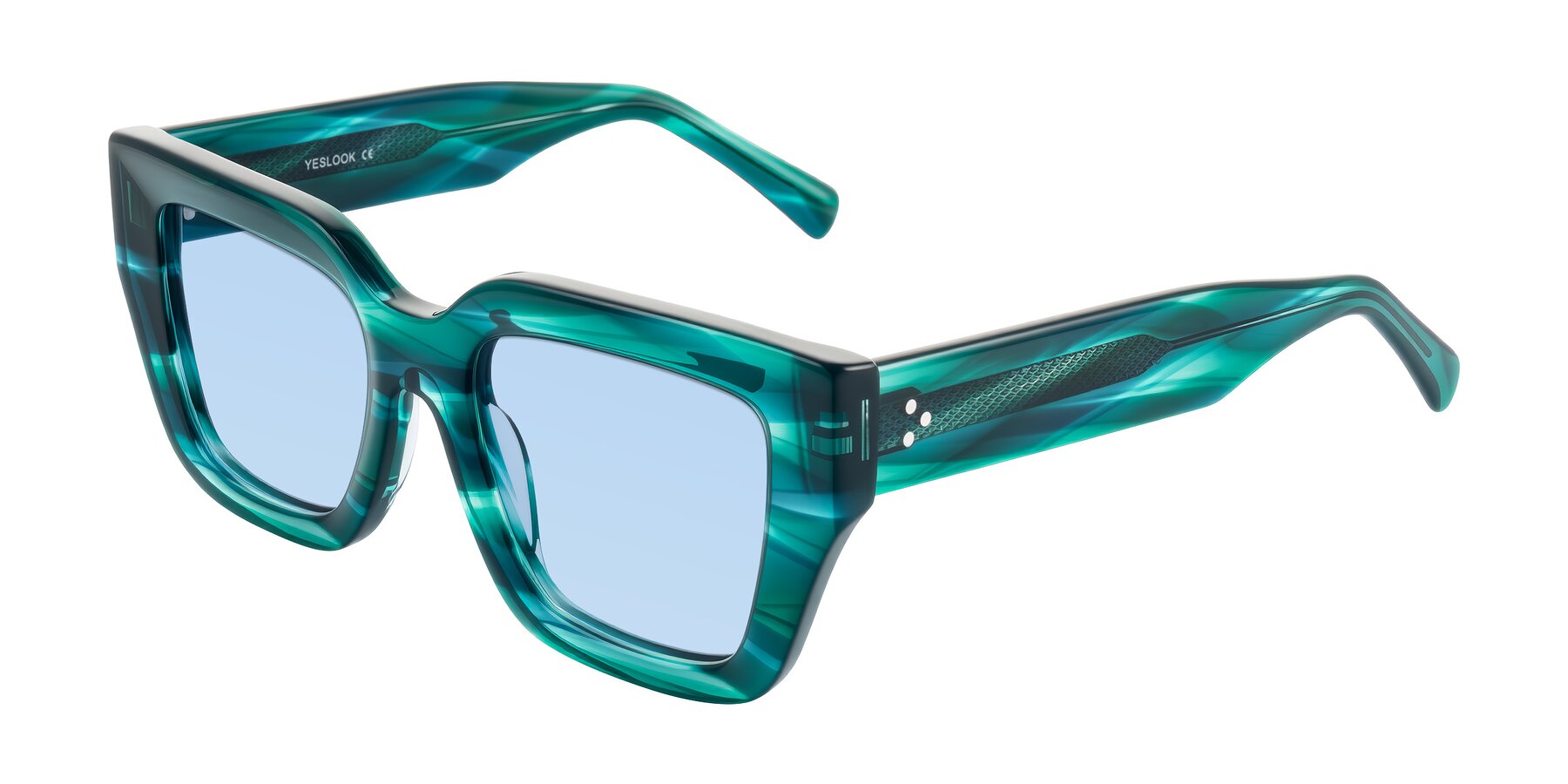 Angle of Simba in Teal Striped with Light Blue Tinted Lenses