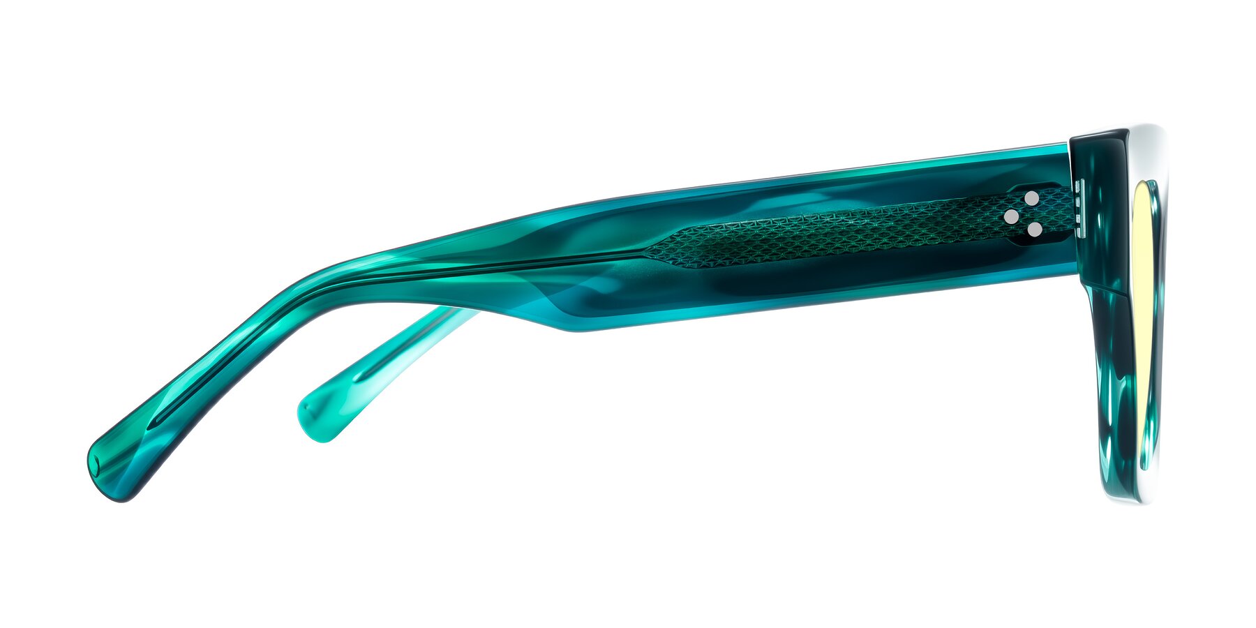 Side of Simba in Teal Striped with Light Yellow Tinted Lenses