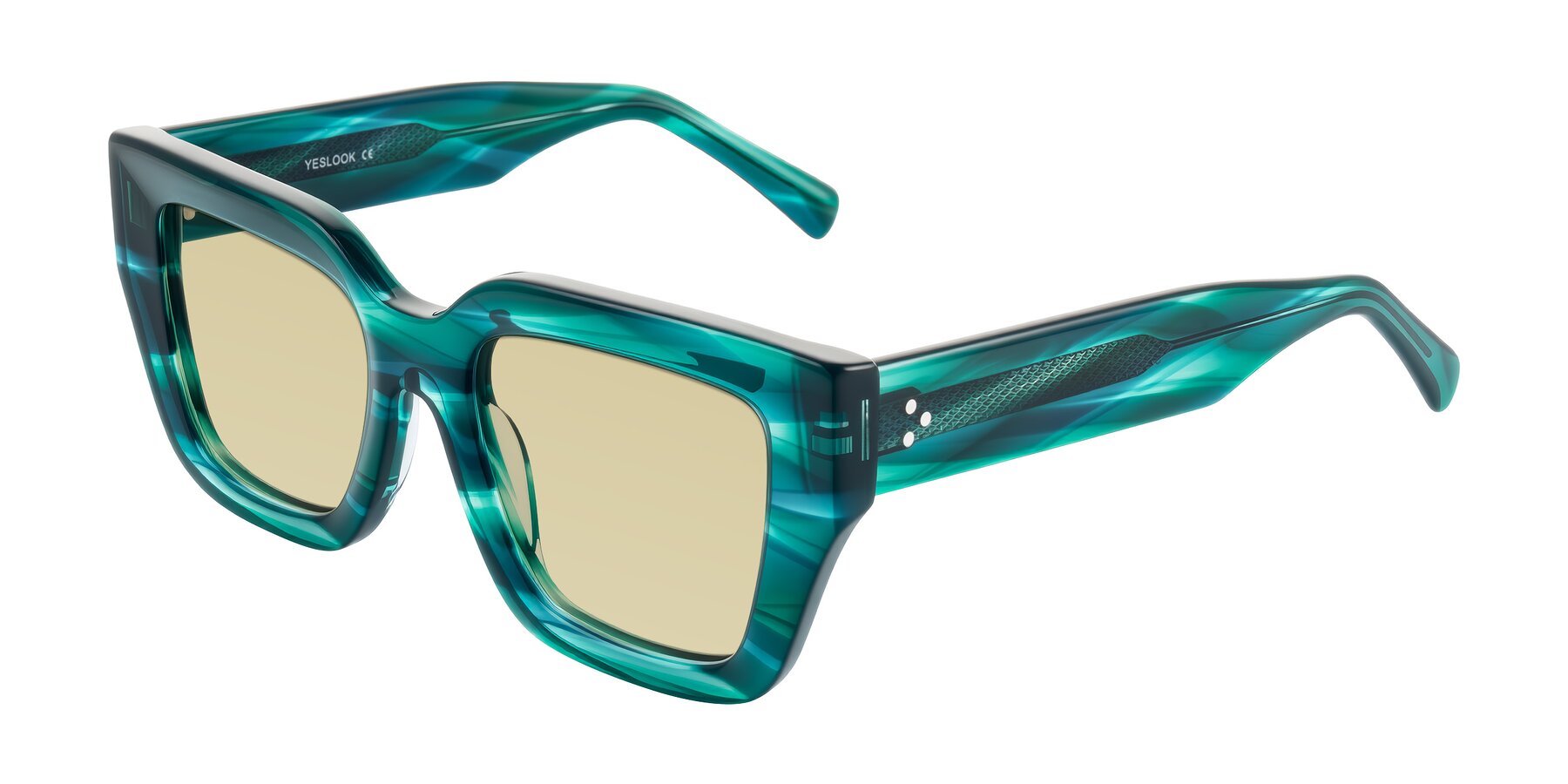 Angle of Simba in Teal Striped with Light Champagne Tinted Lenses