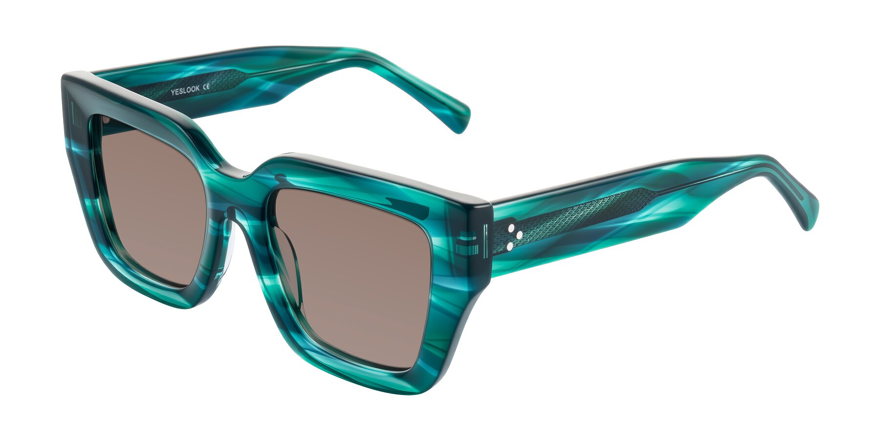 Angle of Simba in Teal Striped with Medium Brown Tinted Lenses