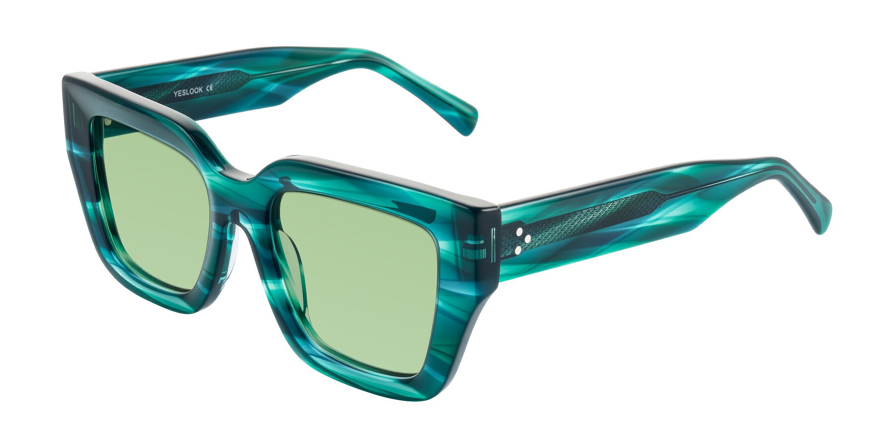 Angle of Simba in Teal Striped with Medium Green Tinted Lenses