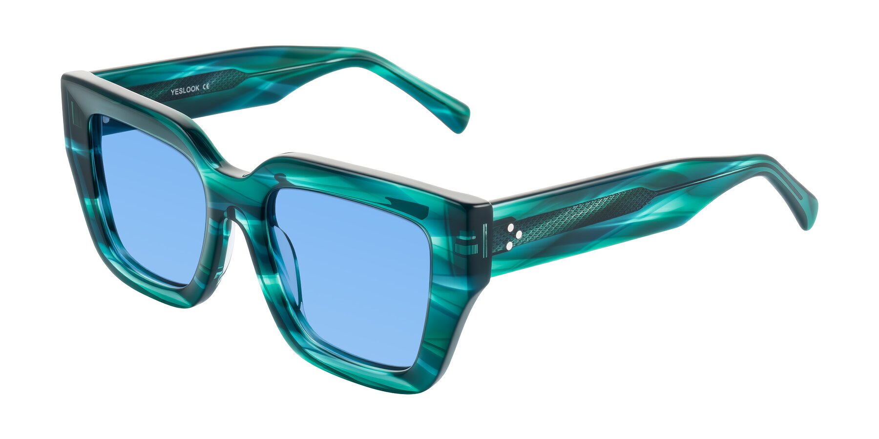 Angle of Simba in Teal Striped with Medium Blue Tinted Lenses