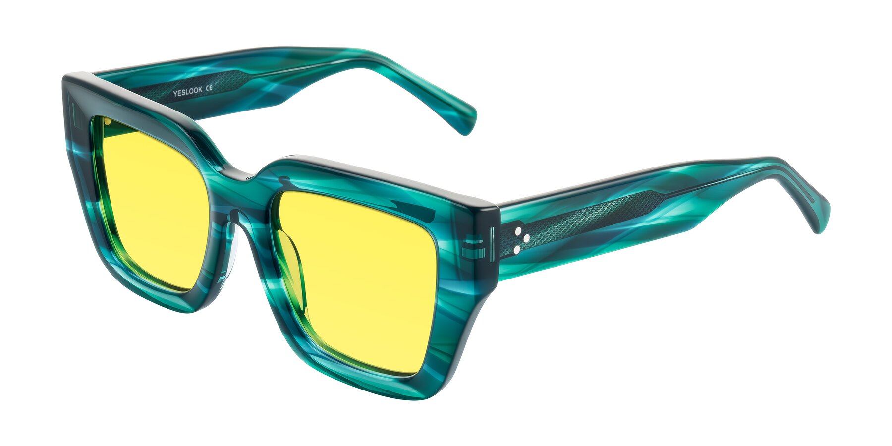 Angle of Simba in Teal Striped with Medium Yellow Tinted Lenses