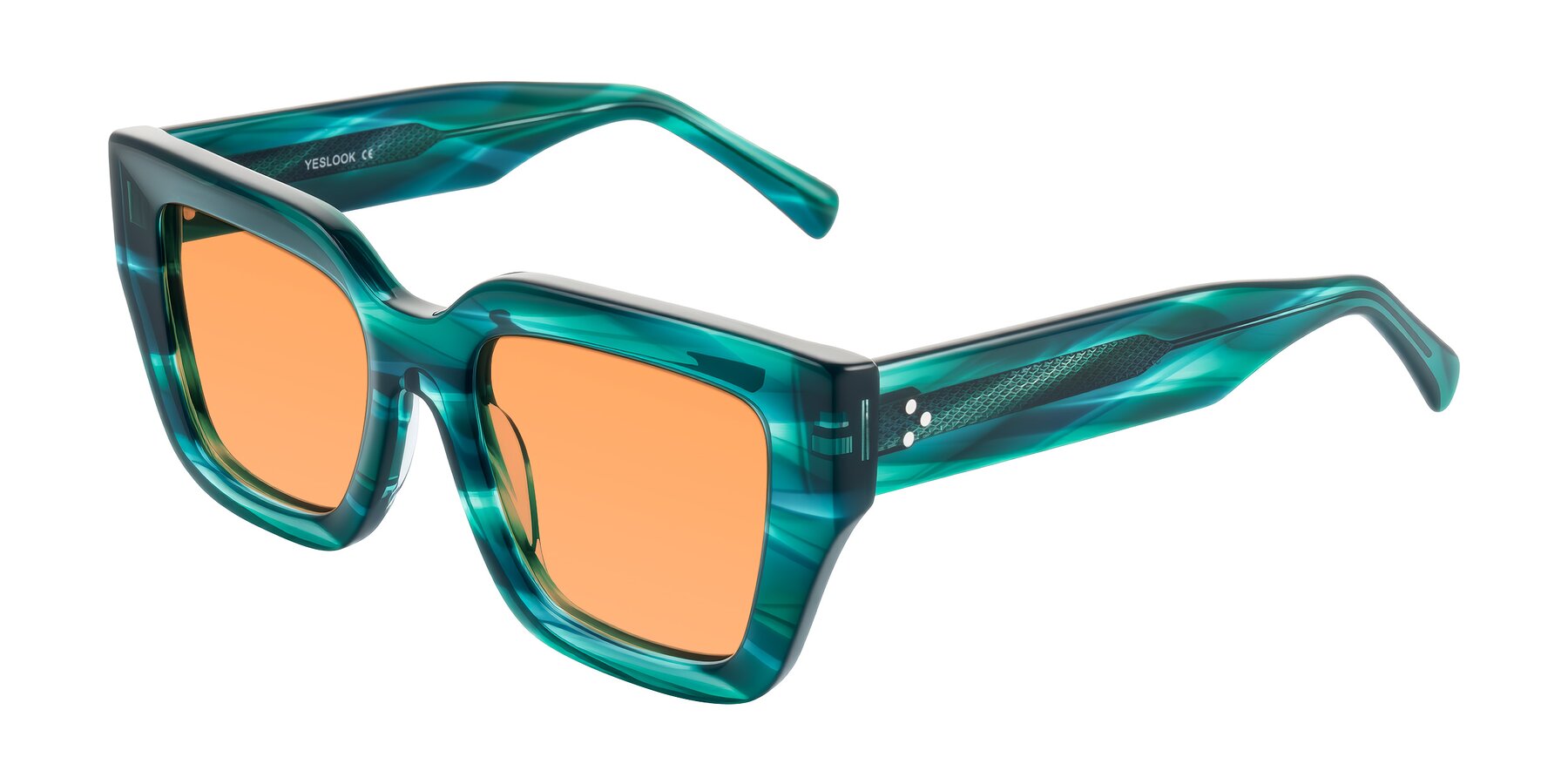 Angle of Simba in Teal Striped with Medium Orange Tinted Lenses