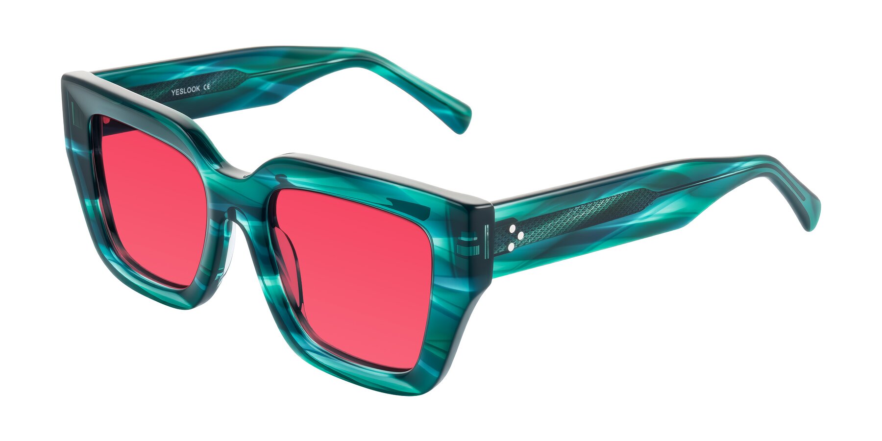 Angle of Simba in Teal Striped with Red Tinted Lenses