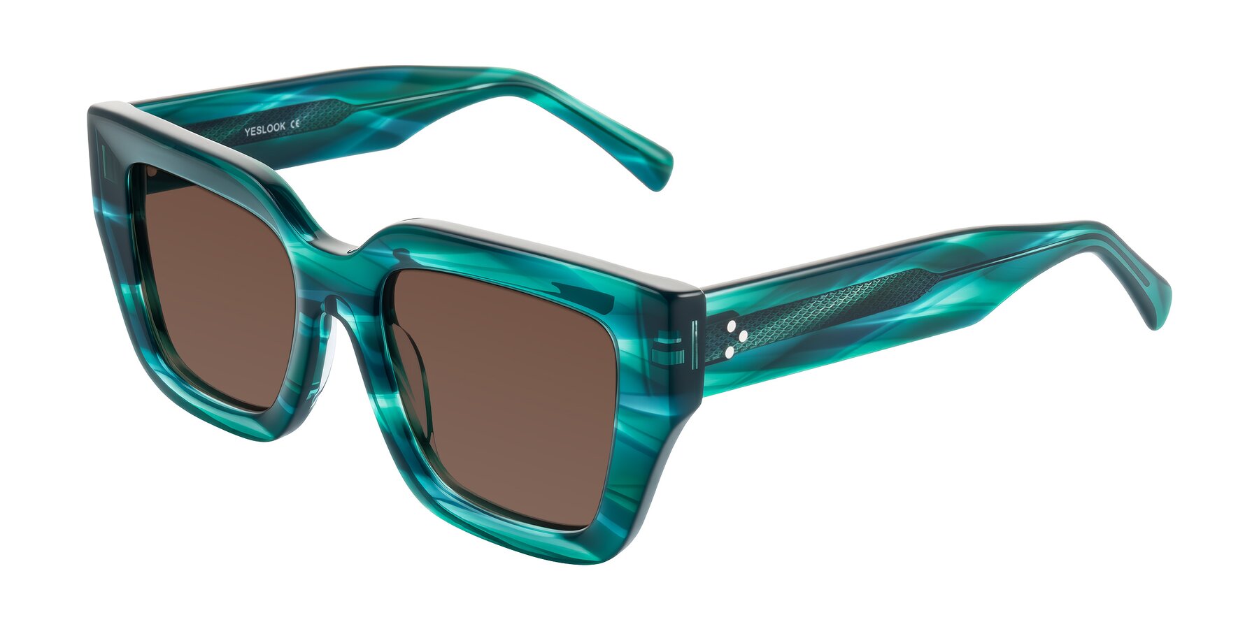 Angle of Simba in Teal Striped with Brown Tinted Lenses
