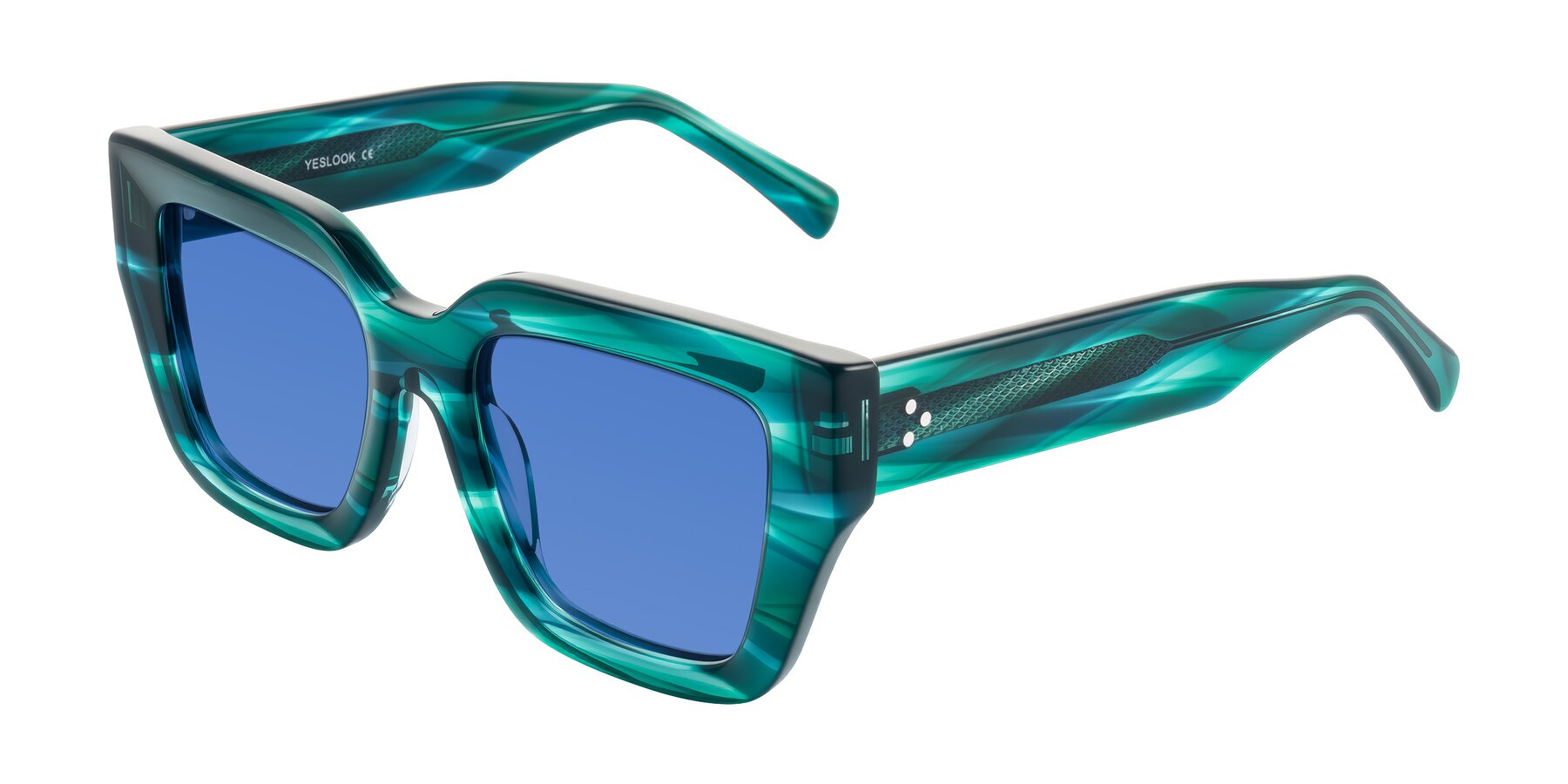 Angle of Simba in Teal Striped with Blue Tinted Lenses