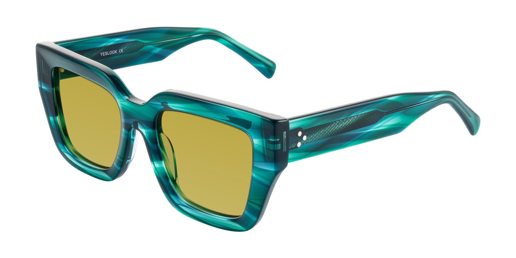 Angle of Simba in Teal Striped with Champagne Tinted Lenses
