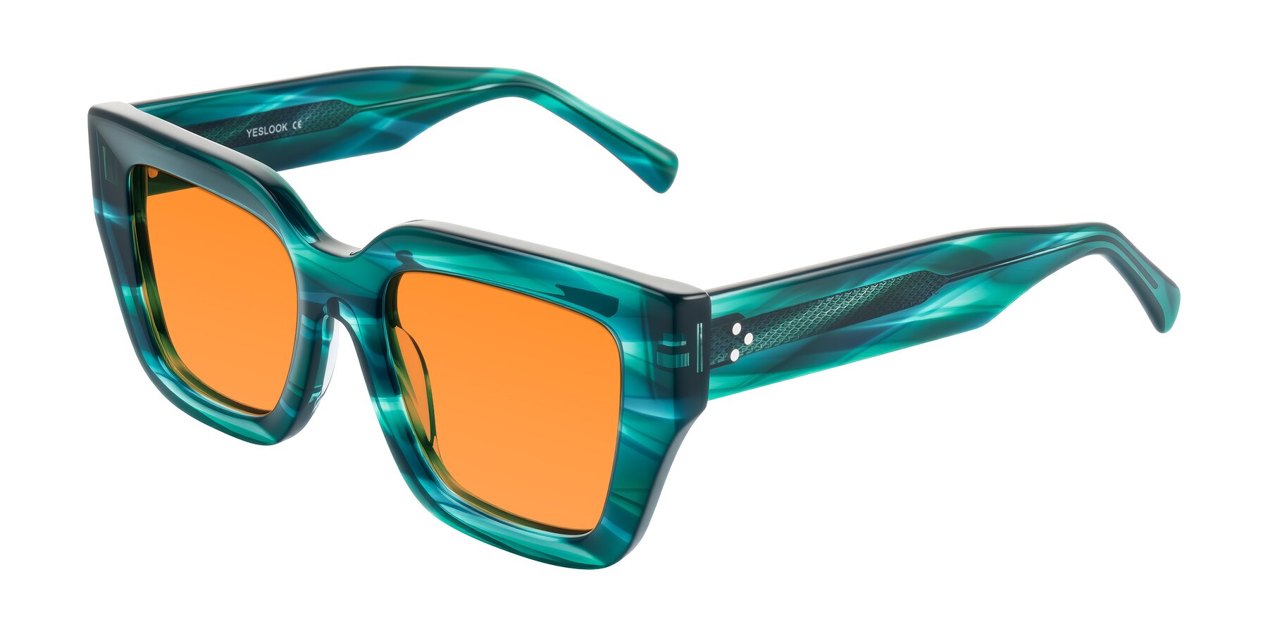 Angle of Simba in Teal Striped with Orange Tinted Lenses