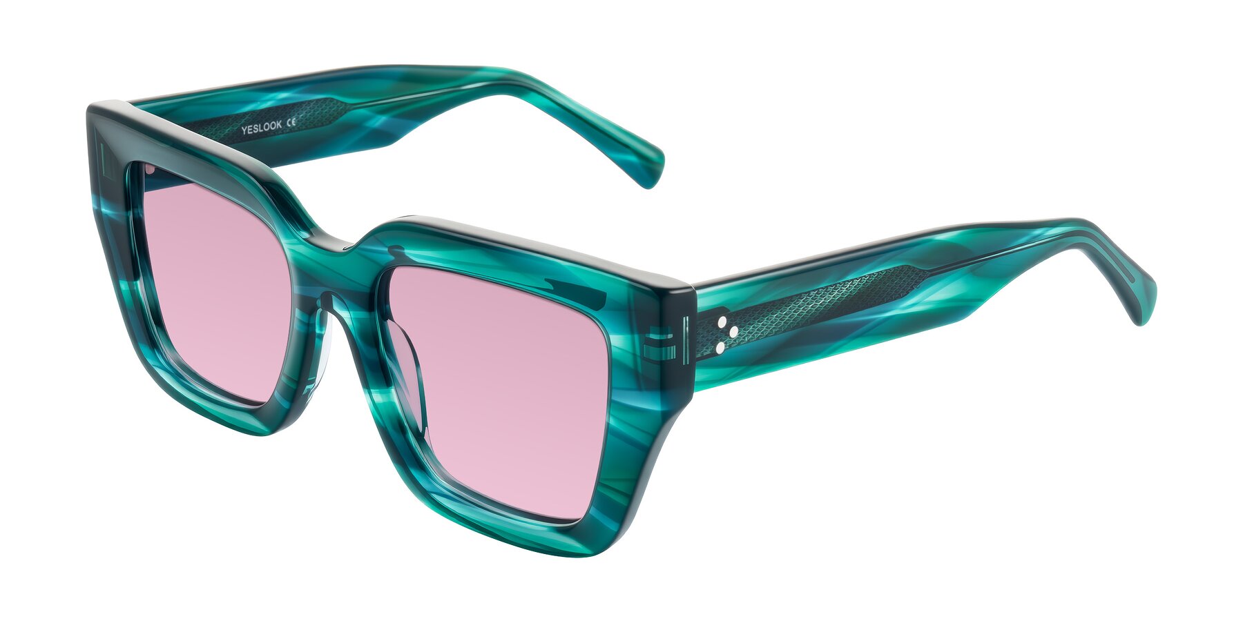 Angle of Simba in Teal Striped with Light Wine Tinted Lenses