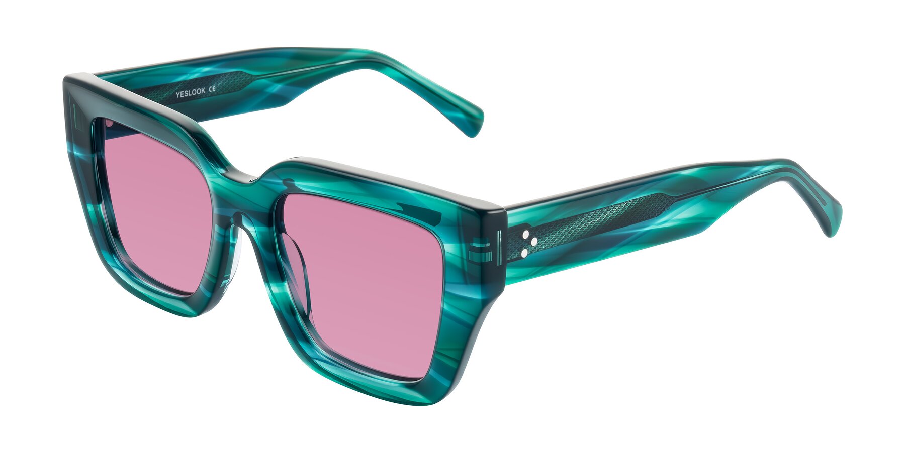 Angle of Simba in Teal Striped with Medium Wine Tinted Lenses