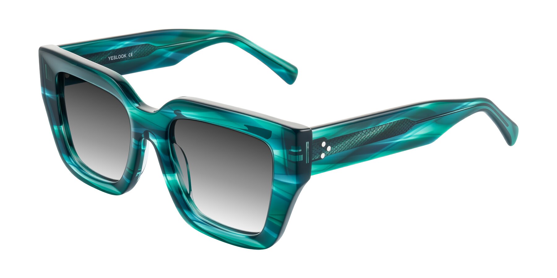Angle of Simba in Teal Striped with Gray Gradient Lenses