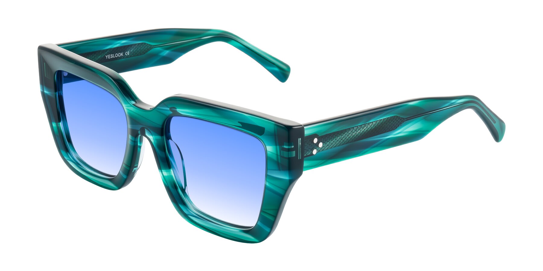 Angle of Simba in Teal Striped with Blue Gradient Lenses