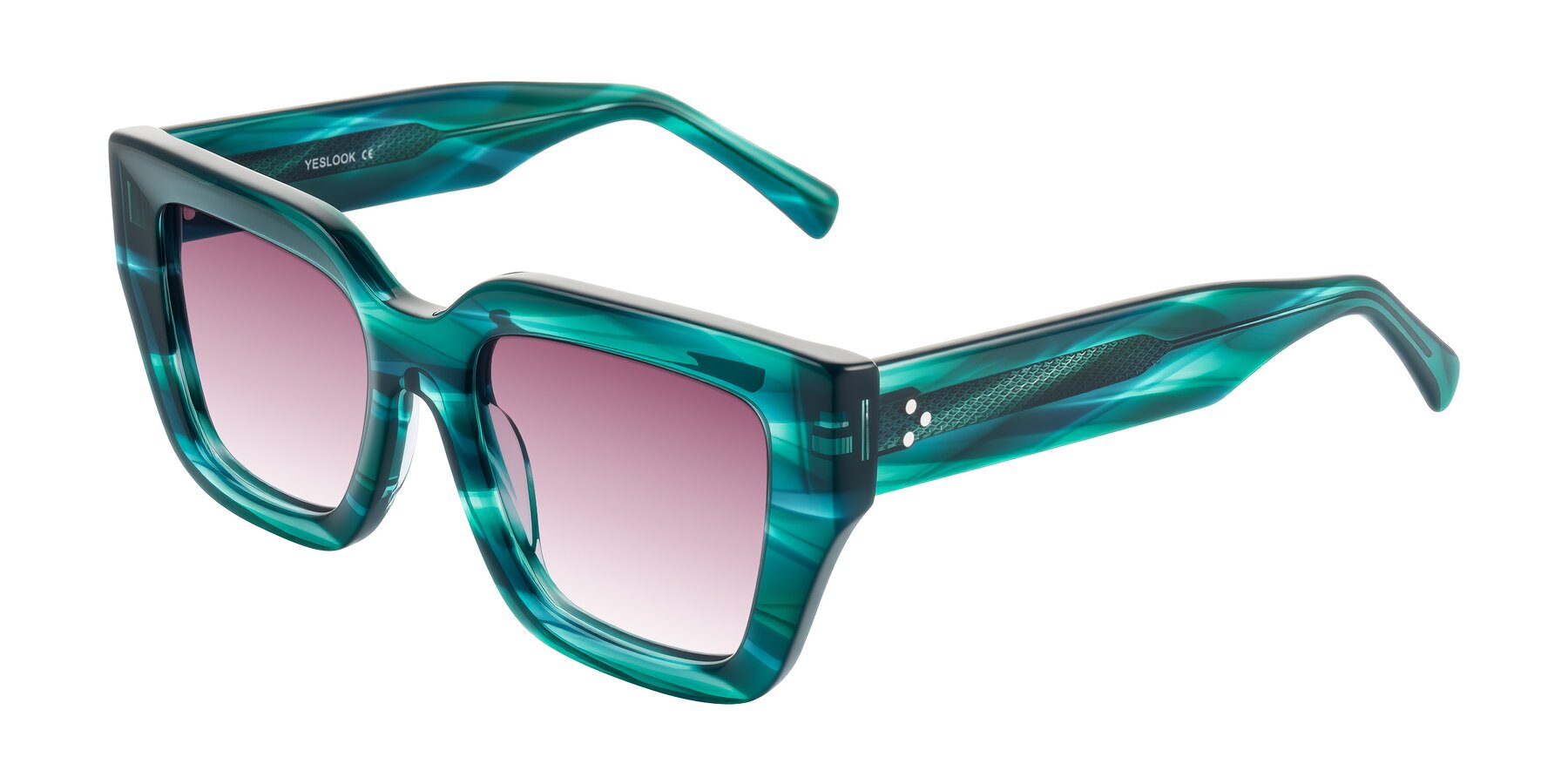 Angle of Simba in Teal Striped with Wine Gradient Lenses