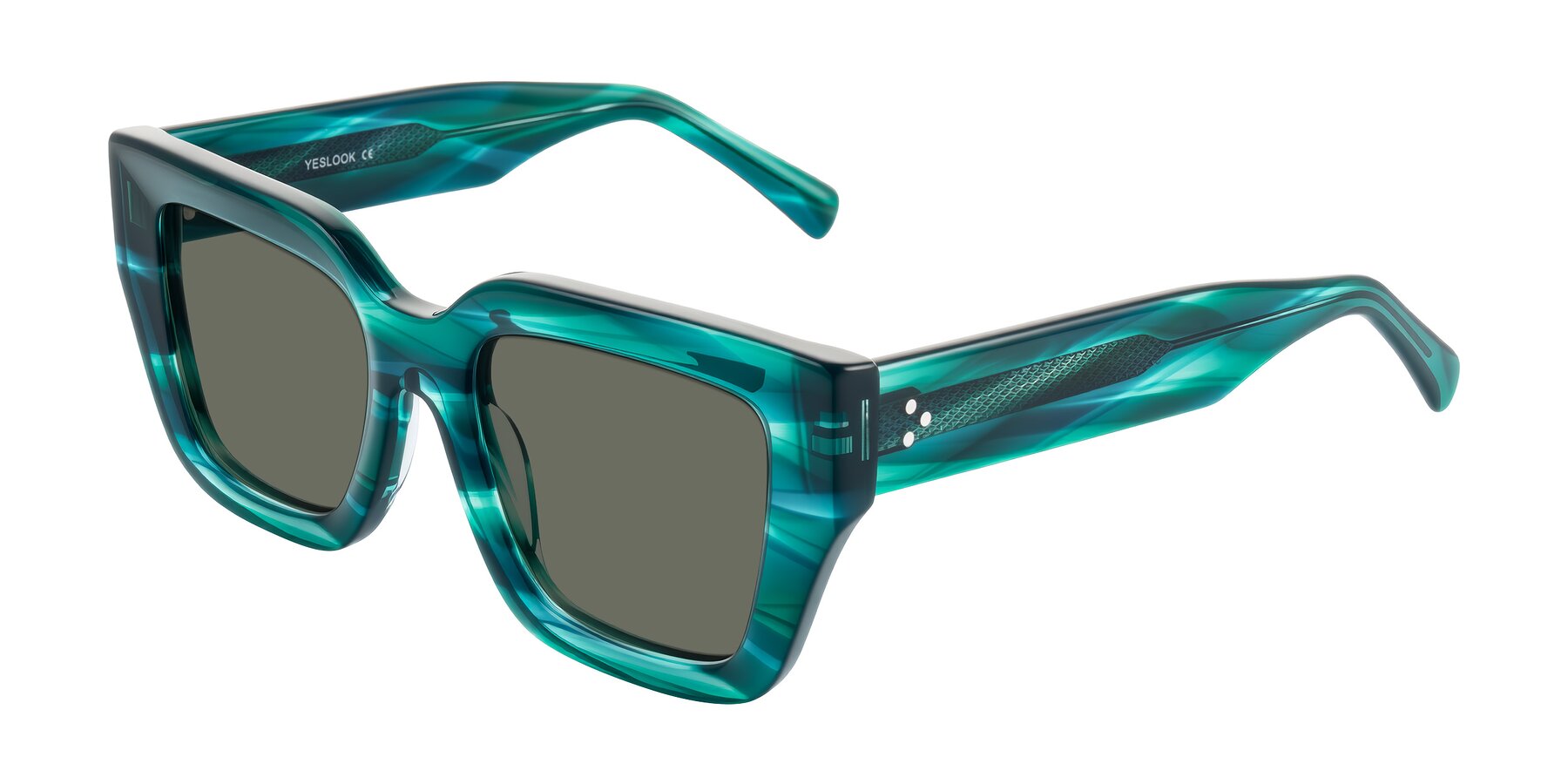 Angle of Simba in Teal Striped with Gray Polarized Lenses