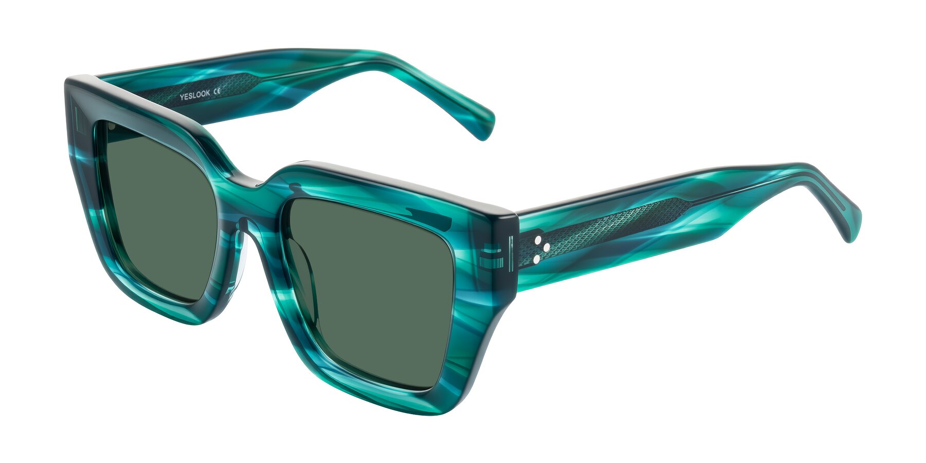 Angle of Simba in Teal Striped with Green Polarized Lenses