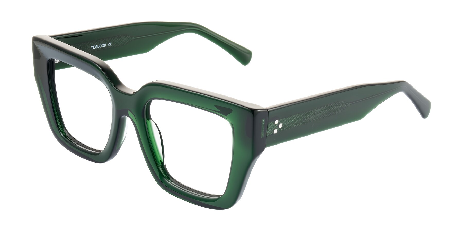 Angle of Simba in Dark Green with Clear Eyeglass Lenses
