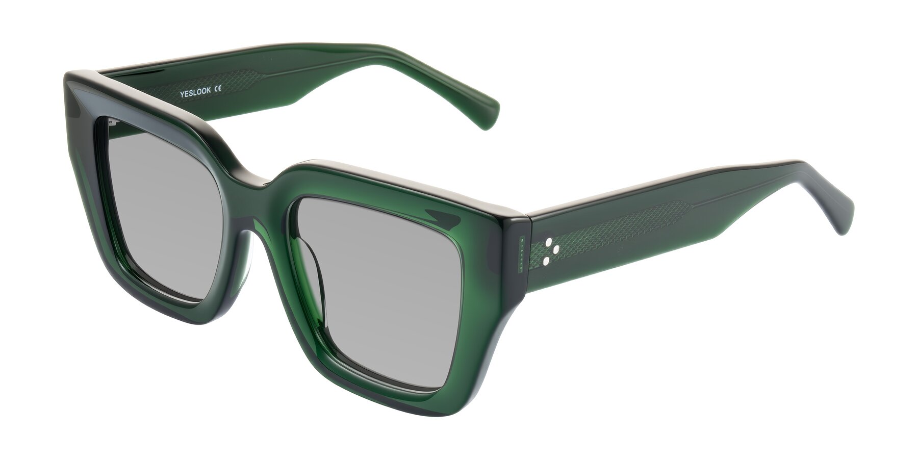 Angle of Simba in Dark Green with Light Gray Tinted Lenses