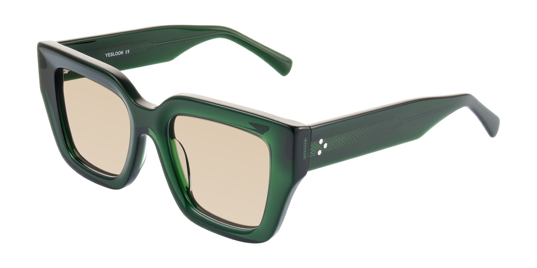Angle of Simba in Dark Green with Light Brown Tinted Lenses