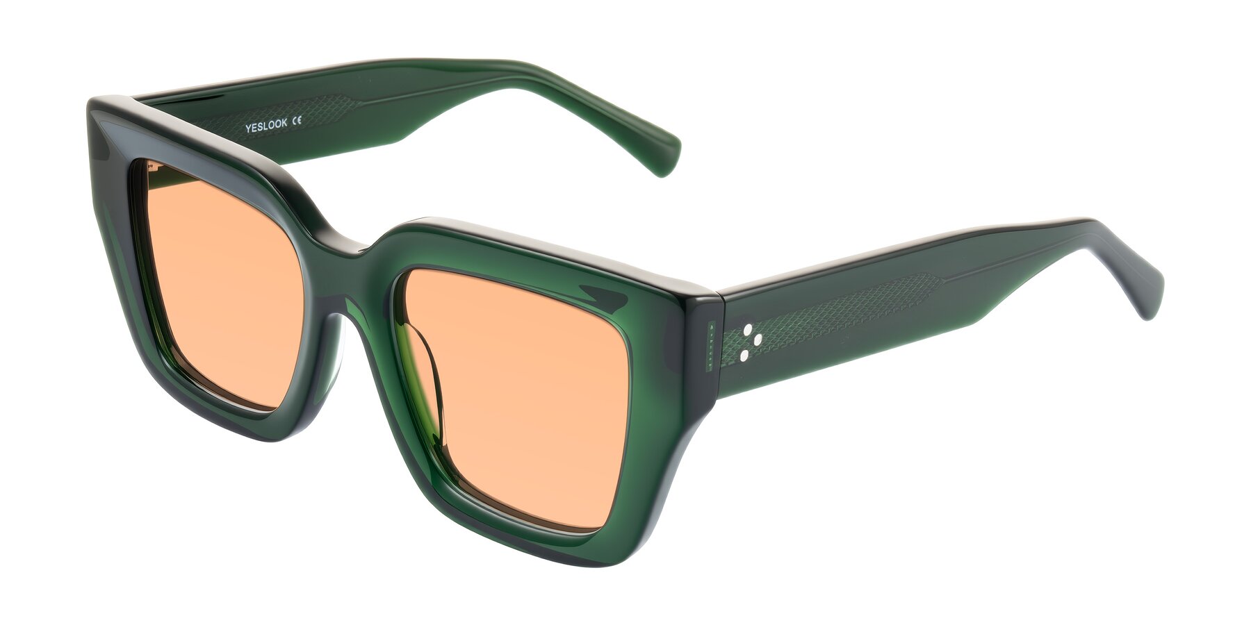 Angle of Simba in Dark Green with Light Orange Tinted Lenses
