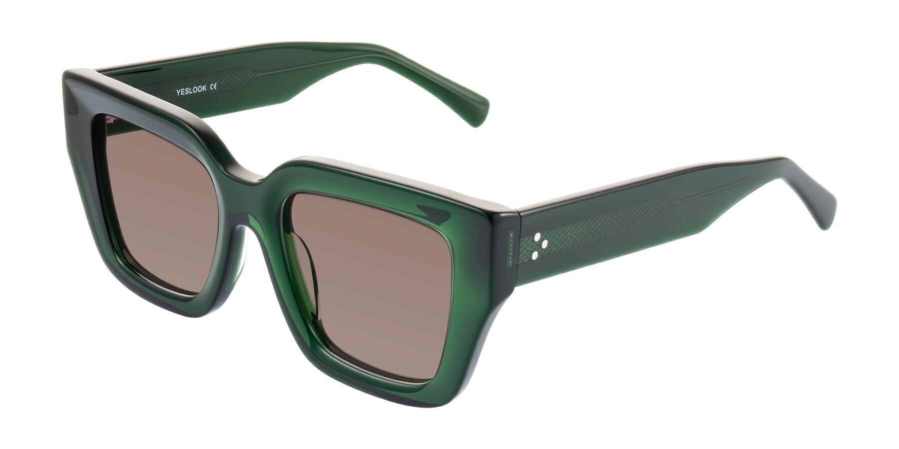 Angle of Simba in Dark Green with Medium Brown Tinted Lenses